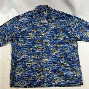 Batik Bay Men's Vintage Blue Hawaiian Shirt 100% Cotton Size XL